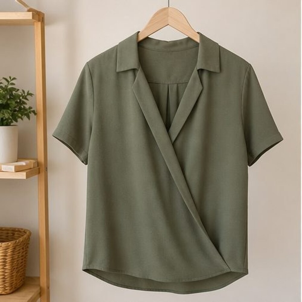 Olive Pleated Blouse